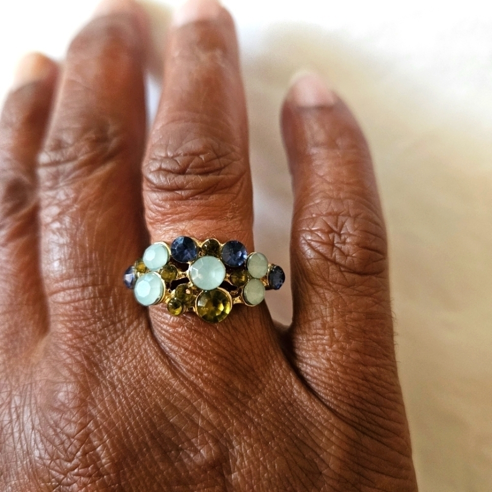 Multi-coloured Beaded Ring, Size 7.75